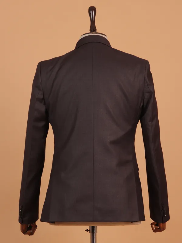 Textured brown cotton coat suit for men