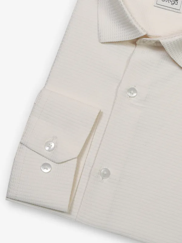 Textured cotton cream party wear shirt