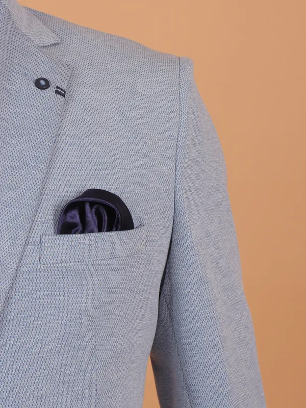 Textured cotton men blazer in powder blue
