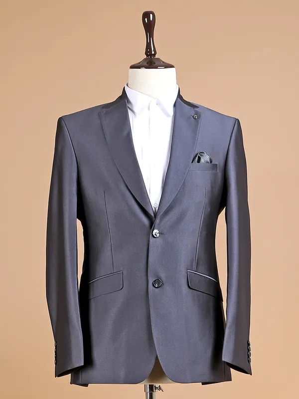 Textured dark grey terry rayon coat suit