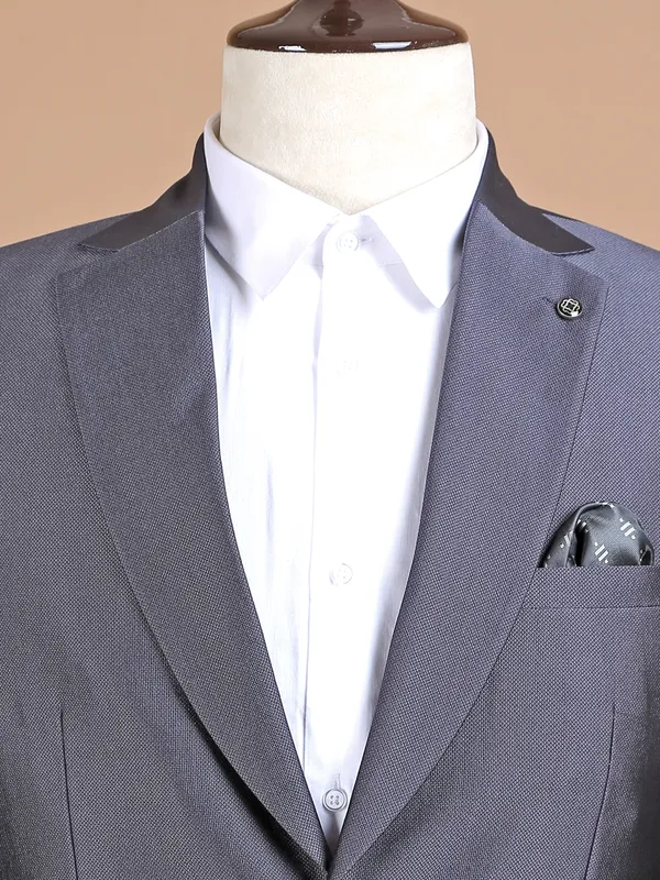 Textured dark grey terry rayon coat suit