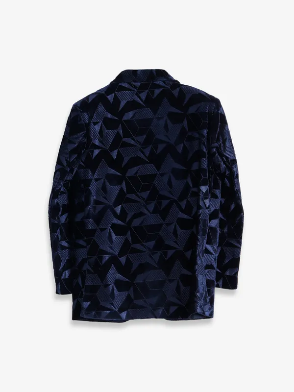 Textured navy velvet blazer