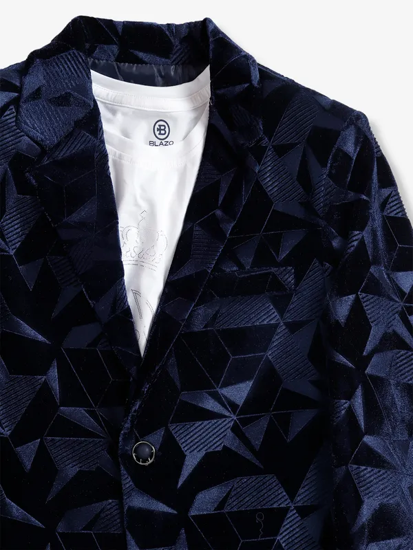 Textured navy velvet blazer