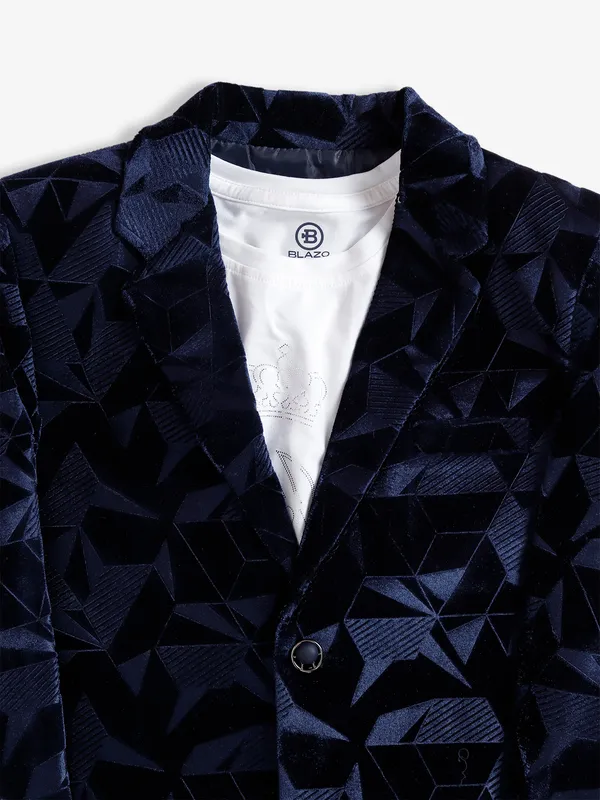 Textured navy velvet blazer