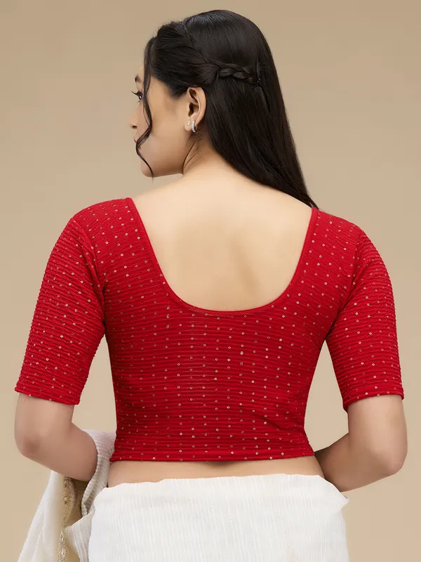 Textured red lycra blouse