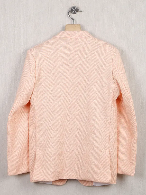 Textured style peach blazer in terry rayon