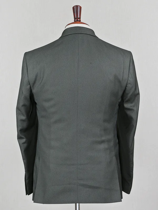 Textured style terry rayon bottle green coat suit for mens