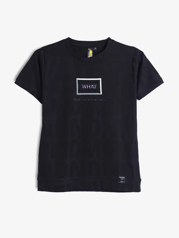 TIMBUKTU black cotton texture t-shirt