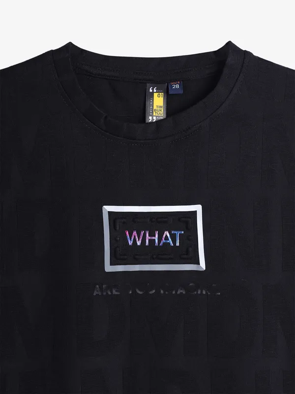 TIMBUKTU black cotton texture t-shirt