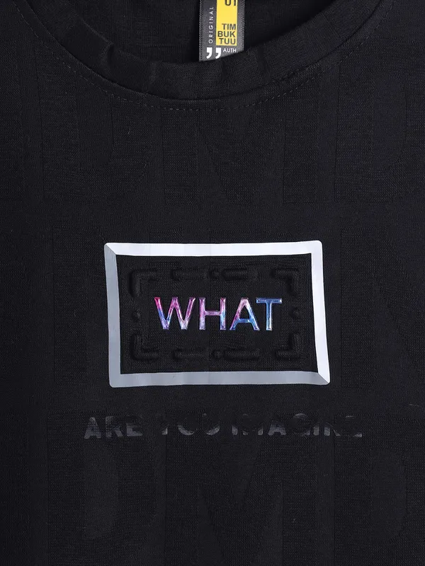 TIMBUKTU black cotton texture t-shirt
