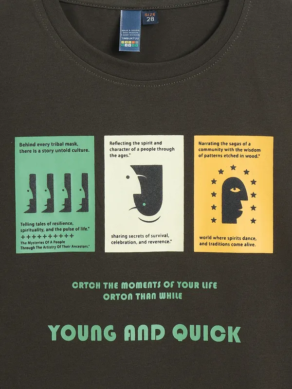 TIMBUKTU brown printed cotton t-shirt
