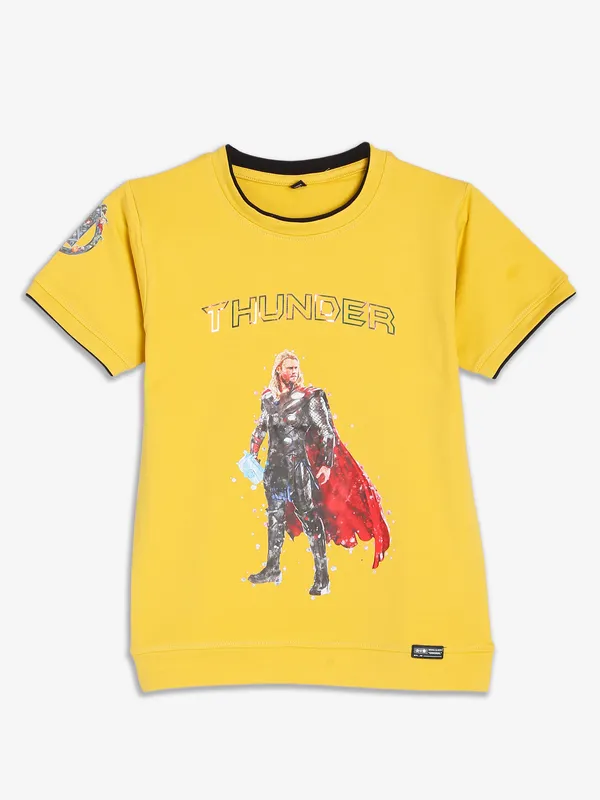 Timbuktu cotton yellow printed t shirt