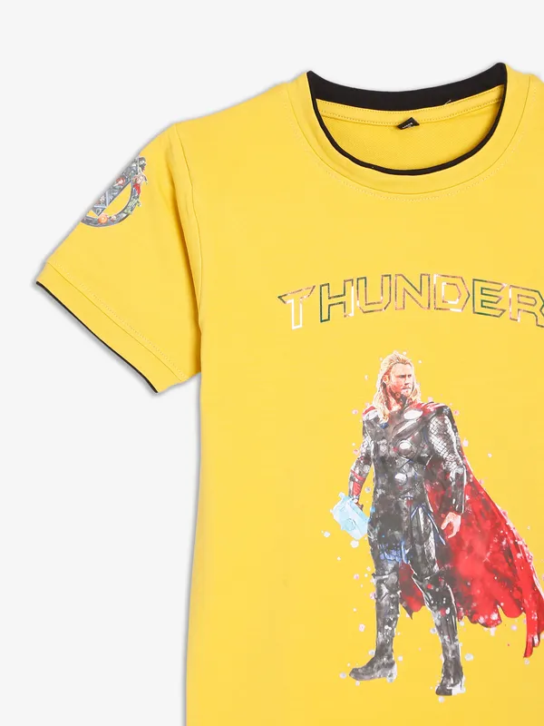 Timbuktu cotton yellow printed t shirt
