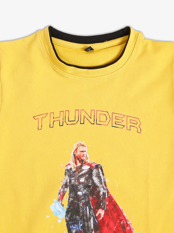 Timbuktu cotton yellow printed t shirt