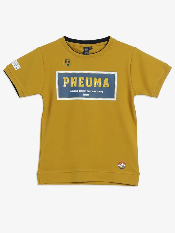 TIMBUKTU latest yellow printed round neck t-shirt