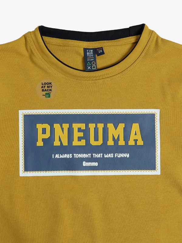 TIMBUKTU latest yellow printed round neck t-shirt