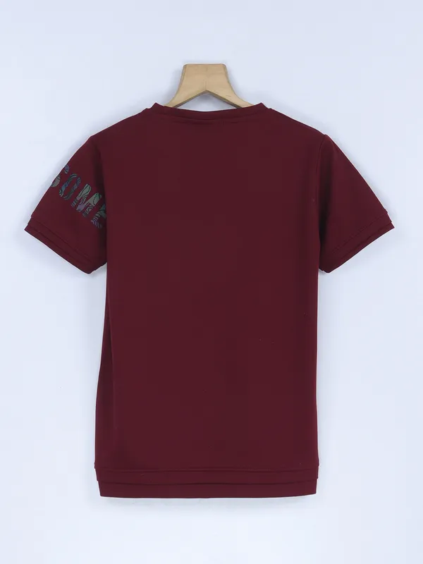 Timbuktu maroon printed cotton t shirt