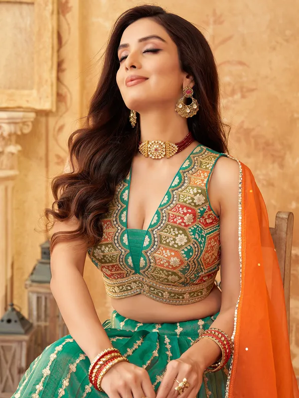 Timeless beauty green silk lehenga choli