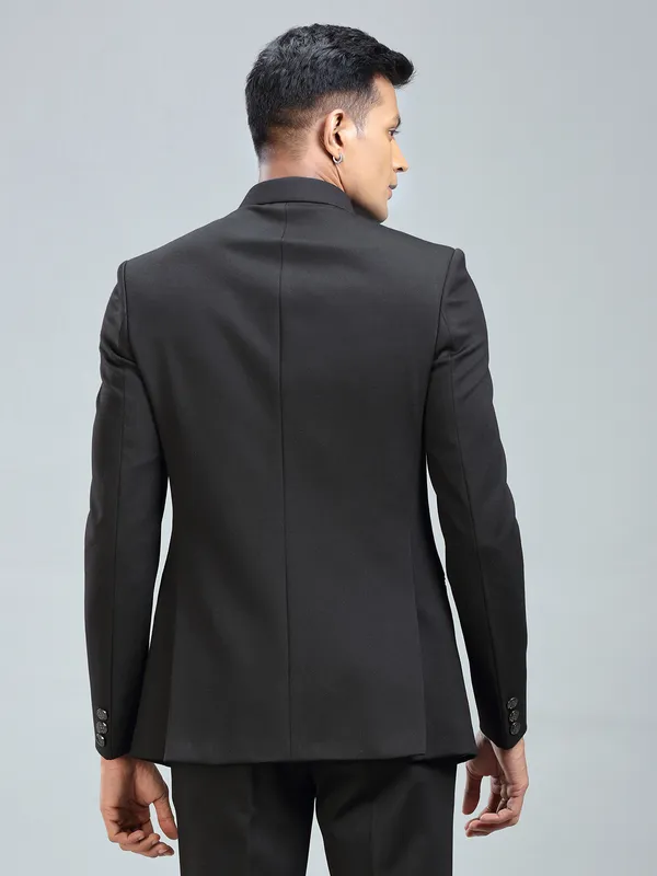Timeless black jodhpuri blazer in luxurious terry rayon fabric