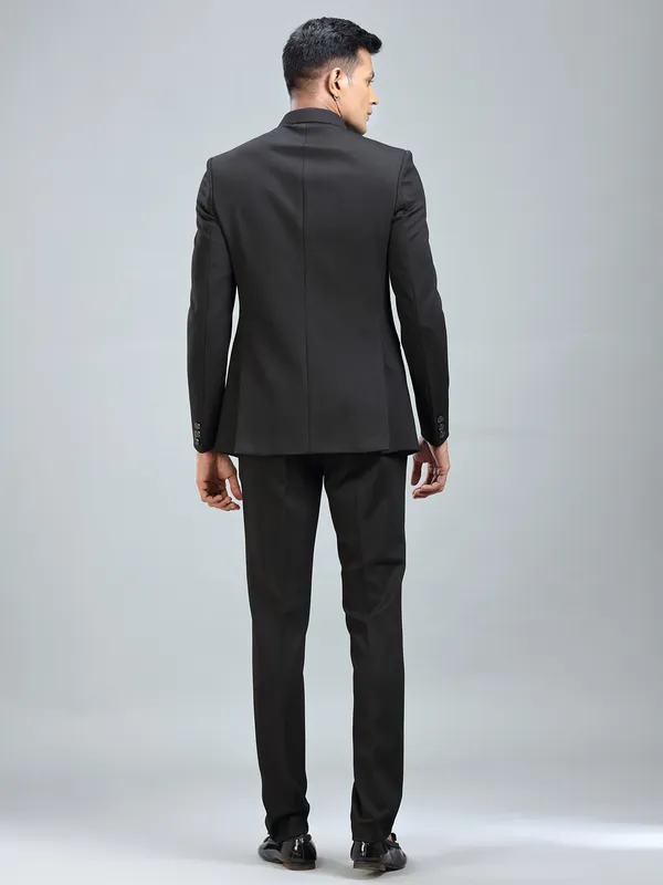 Timeless black jodhpuri suit in luxurious terry rayon fabric