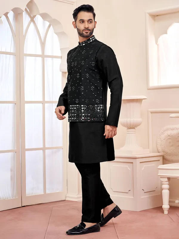 Timeless black waistcoat set perfect for elegant occasions