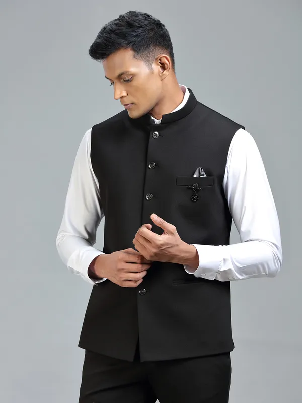 Timeless elegance ultimate black waistcoat for men