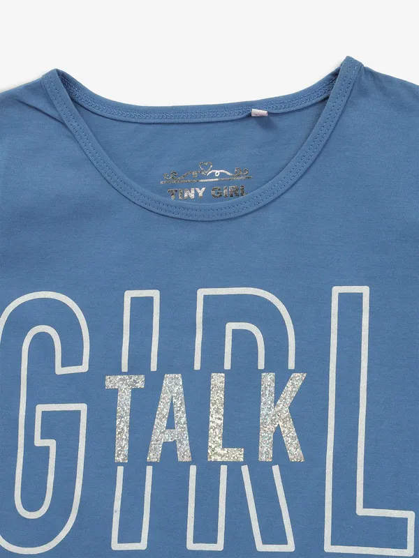 TINY GIRL blue cotton printed t-shirt