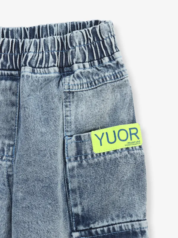 TINY GIRL blue washed cargo denim jeans
