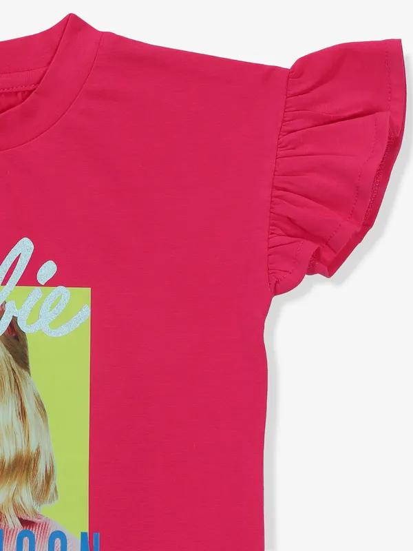 TINY GIRL bright pink printed cotton r-shirt