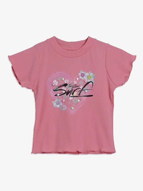 Tiny Girl coral pink printed top