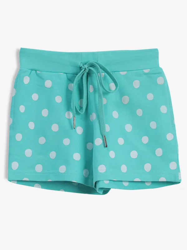 TINY GIRL cotton aqua printed shorts