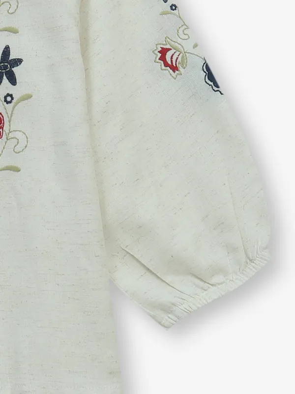 TINY GIRL cream cotton top in embroidery work
