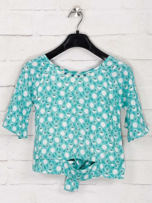 Tiny Girl green printed round neck top