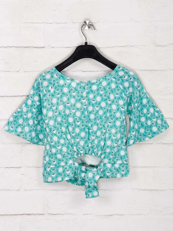 Tiny Girl green printed round neck top
