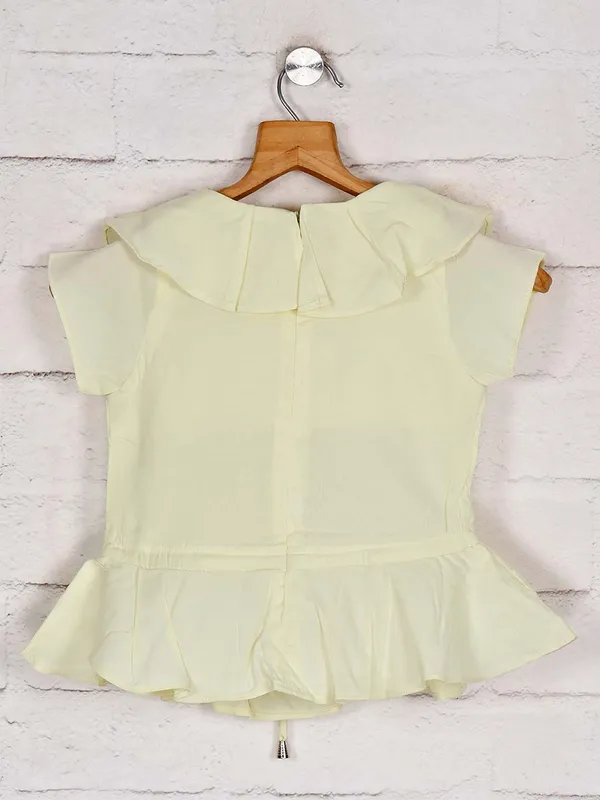 Tiny Girl latest solid lemon yellow cotton top