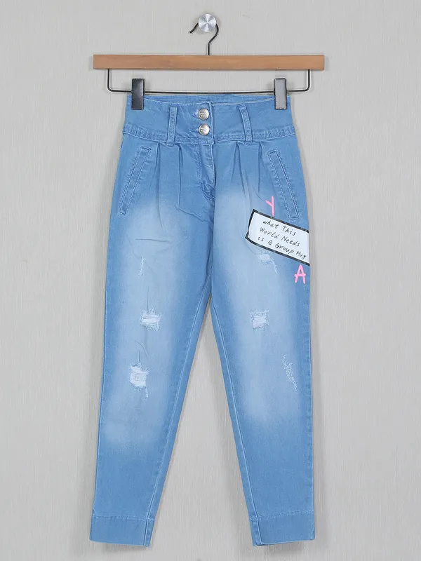 Tiny Girl light blue washed effect jeans for girls