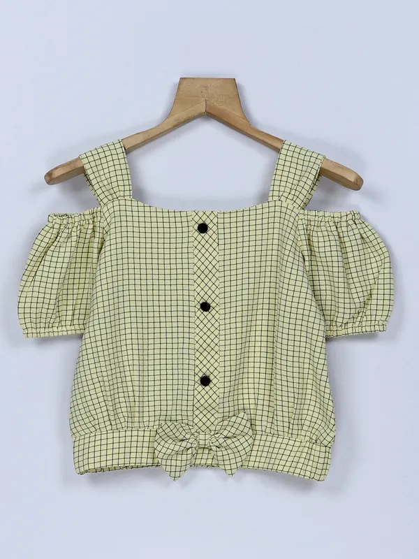 Tiny Girl light yellow cotton checks top