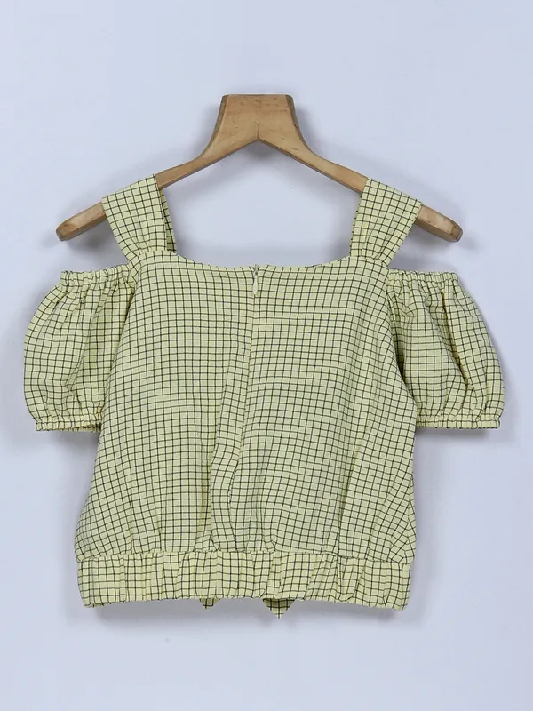 Tiny Girl light yellow cotton checks top