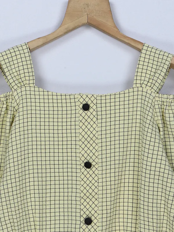 Tiny Girl light yellow cotton checks top