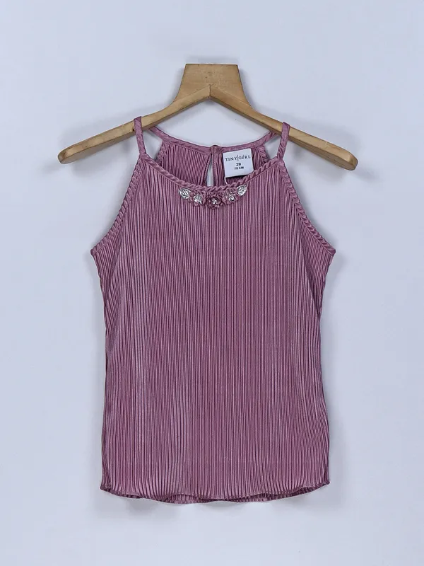 Tiny Girl mauve pink plain top in lycra