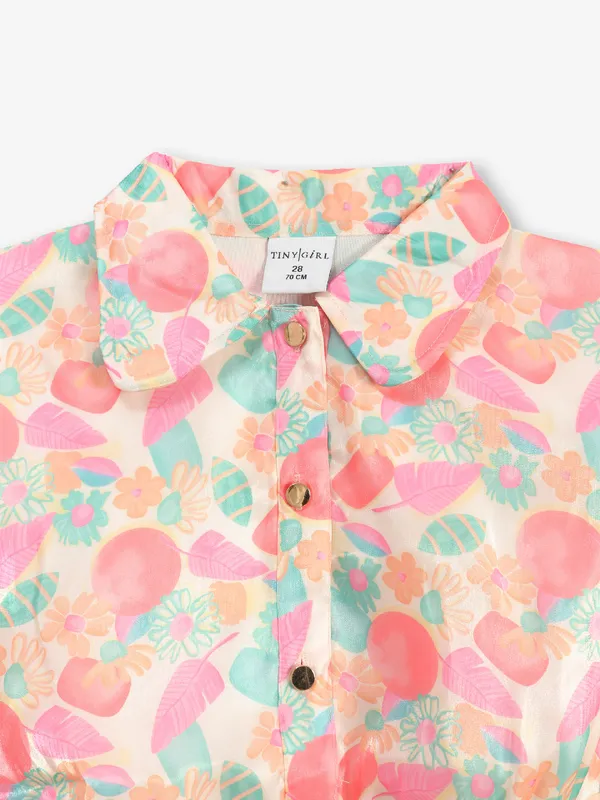 TINY GIRL peach printed cotton crop top