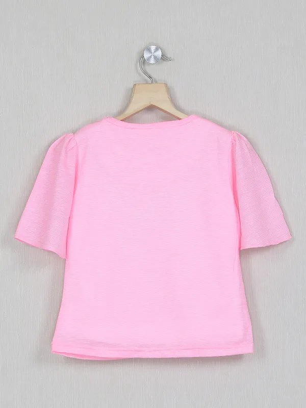 Tiny Girl pink hue printed style cotton top for girls