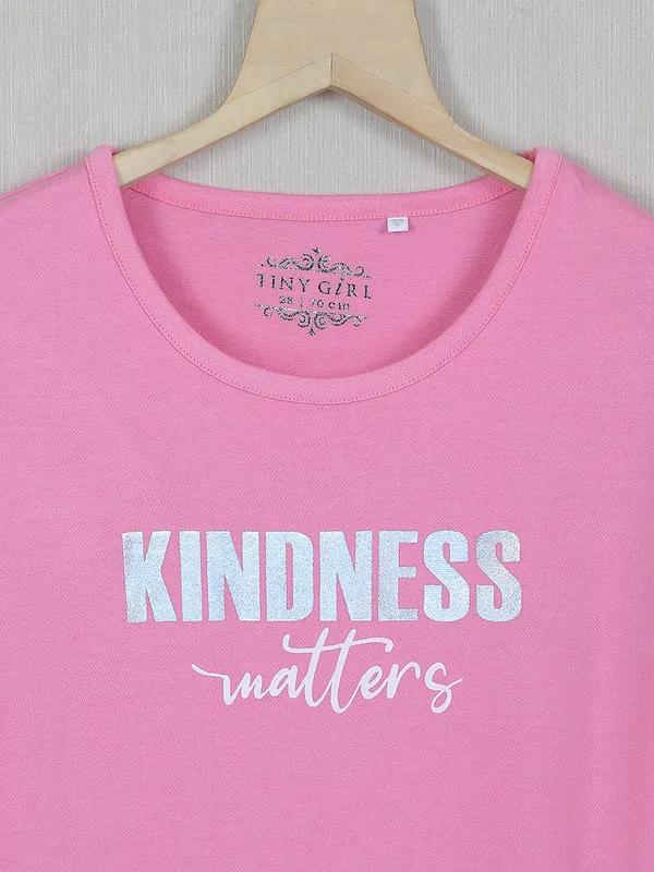Tiny Girl pink printed cotton casaul events for top