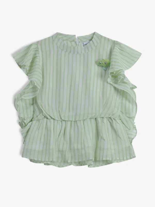 TINY GIRL pista green stripe cotton top