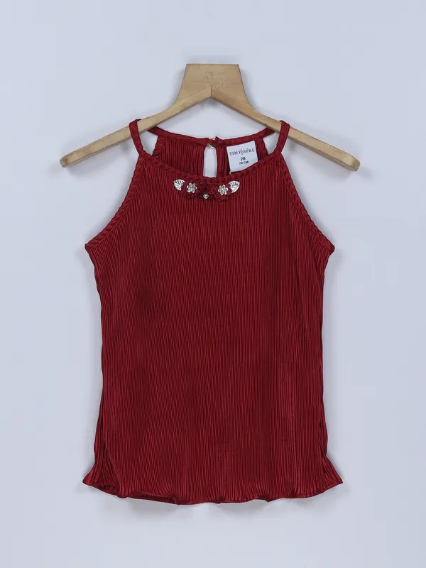 Tiny Girl plain casual lycra maroon top