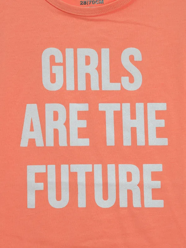 TINY GIRL printed cotton orange t-shirt