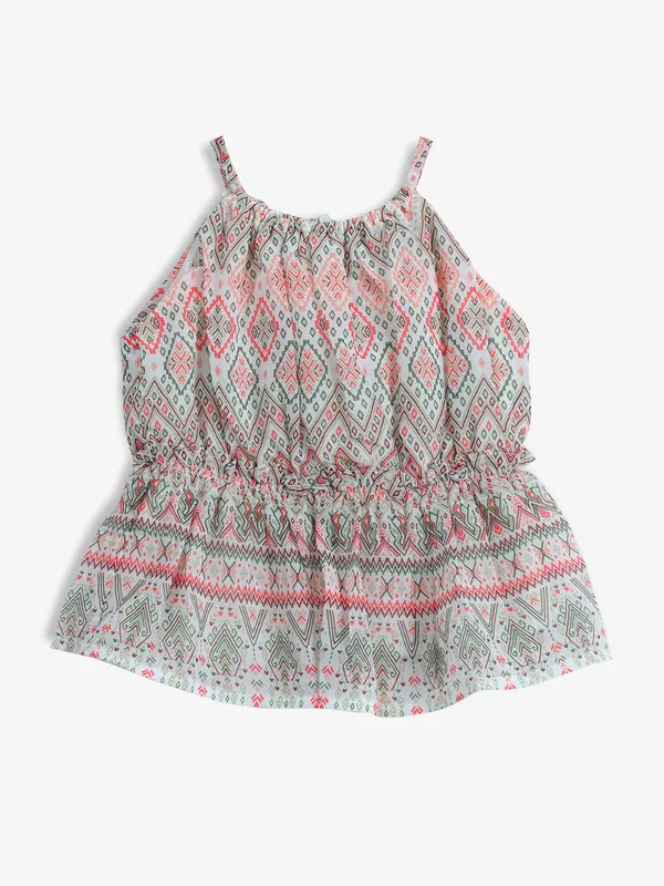 TINY GIRL printed cotton white top