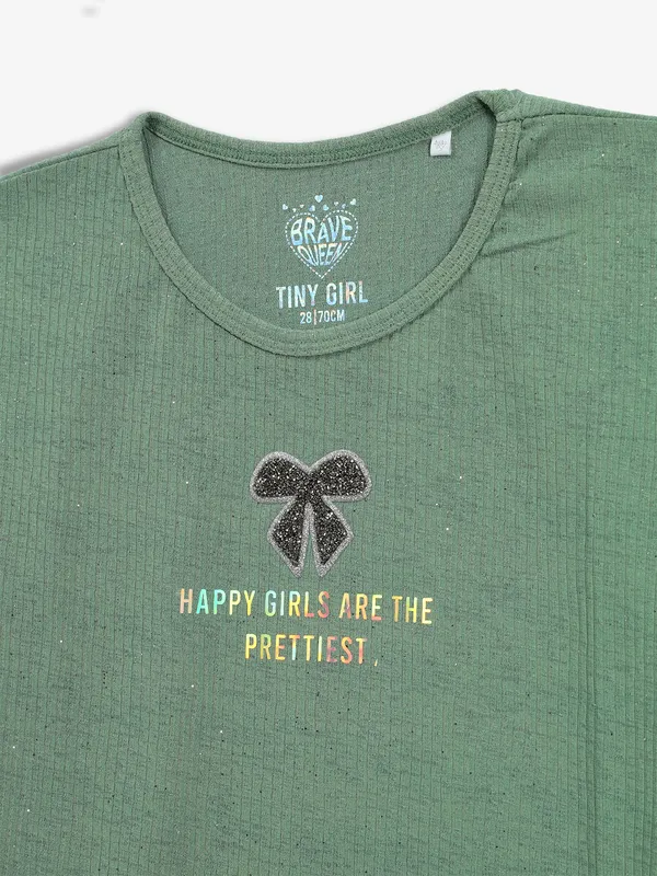 TINY GIRL printed green cotton top