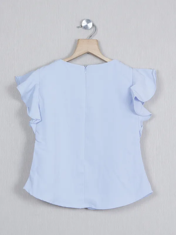 Tiny Girl printed sky blue color cotton top