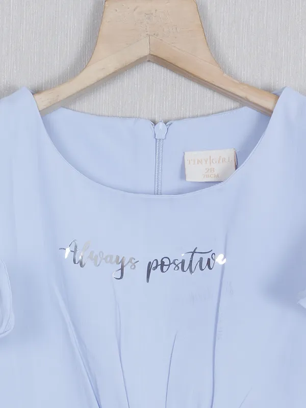 Tiny Girl printed sky blue color cotton top